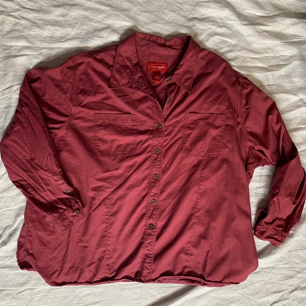 Venezia Jeans Men's button down shirt, size 26/28, mauve, 100% cotton, longsleev